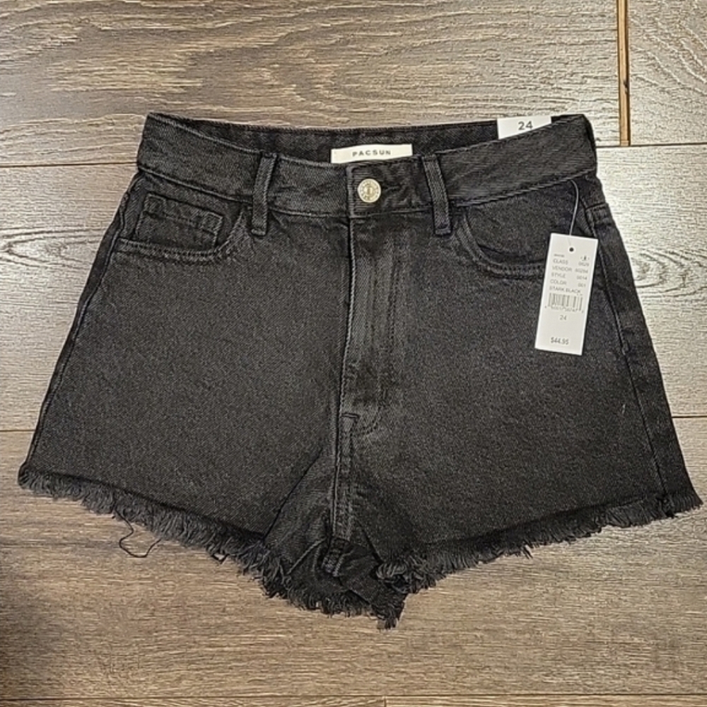 ❤️ NWT! PACSUN HIGH RISE FESTIVAL DENIM JEAN SHORTS, 00 (24) - Picture 2 of 6